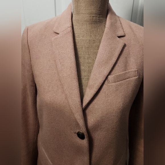 Gap Pink Herringbone The Academy Blazer Size 8 - Picture 3 of 10